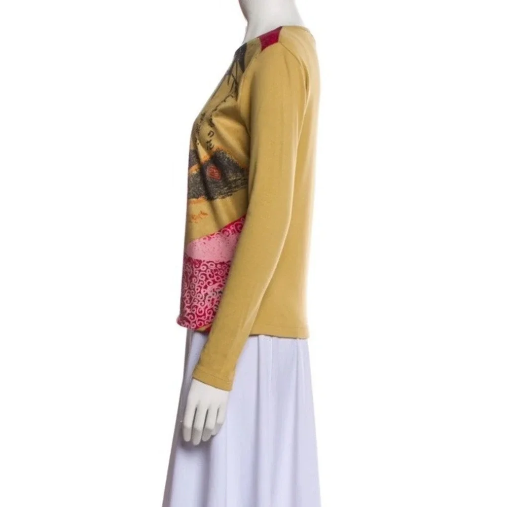 Vintage‎ Y2K 90s Pierre Cardin Top S Artsy Crystal Embellished Asian Grunge - Picture 5 of 16